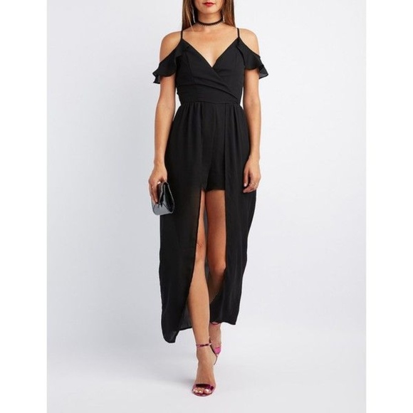 Charlotte Russe Dresses & Skirts - 🌸Charlotte Russe Cold Shoulder Maxi Romper🌸